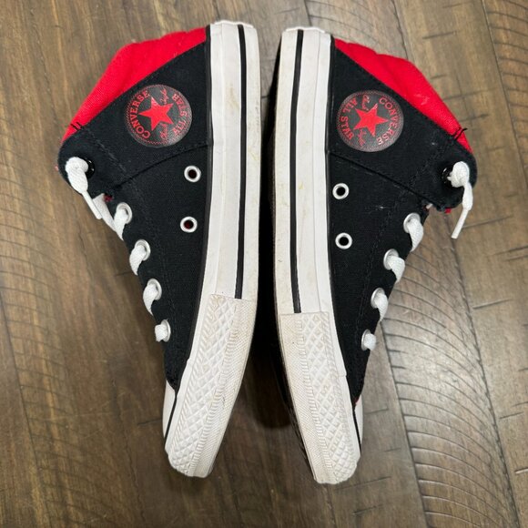 👟Converse Chuck Taylor Axel Mid Top (Kids/Junior) 4 Black Red Slip On Sneaker - Picture 3 of 5